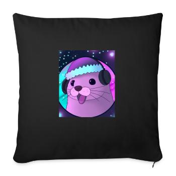 Otter Mit Weihnachtsmütze - Sofakissenbezug 45 x 45 cm - Schwarz - Vorne