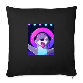 Otter Vaporwave Aesthetic DJ Otter Mit Kopfhörern - Sofakissenbezug 45 x 45 cm - Schwarz - Vorne