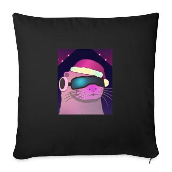 Loutre de Noël Loutre avec chapeau de Noël - Housse de coussin décorative 45 x 45 cm - noir - Devant