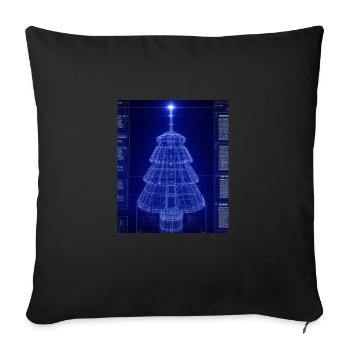 Christmas Christmas Tree Schematic Blueprint - Sofa pillowcase 17,3'' x 17,3'' (45 x 45 cm) - black - Front