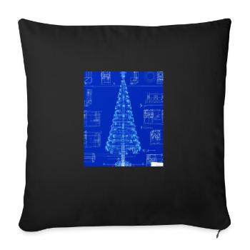 Christmas Christmas Tree Schematic Blueprint - Sofa pillowcase 17,3'' x 17,3'' (45 x 45 cm) - black - Front