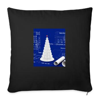 Christmas Christmas Tree Schematic Blueprint - Sofa pillowcase 17,3'' x 17,3'' (45 x 45 cm) - black - Front