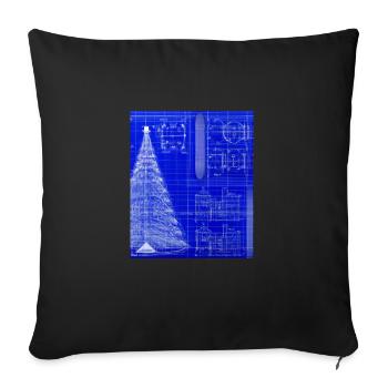 Christmas Christmas Tree Schematic Blueprint - Sofa pillowcase 17,3'' x 17,3'' (45 x 45 cm) - black - Front