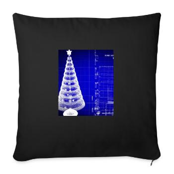 Christmas Christmas Tree Schematic Blueprint - Sofa pillowcase 17,3'' x 17,3'' (45 x 45 cm) - black - Front