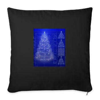 Christmas Christmas Tree Schematic Blueprint - Sofa pillowcase 17,3'' x 17,3'' (45 x 45 cm) - black - Front