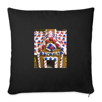American Christmas Gingerbread House with US - Sofa pillowcase 17,3'' x 17,3'' (45 x 45 cm) - black - Front