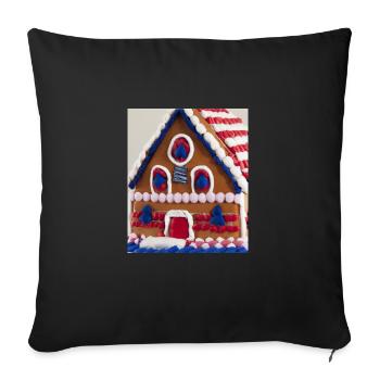 American Christmas Gingerbread House with US - Sofa pillowcase 17,3'' x 17,3'' (45 x 45 cm) - black - Front