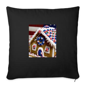 American Christmas Gingerbread House with US - Sofa pillowcase 17,3'' x 17,3'' (45 x 45 cm) - black - Front