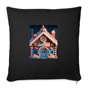 American Christmas Gingerbread House with US - Sofa pillowcase 17,3'' x 17,3'' (45 x 45 cm) - black - Front