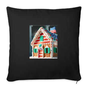 American Christmas Gingerbread House with US - Sofa pillowcase 17,3'' x 17,3'' (45 x 45 cm) - black - Front