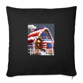 American Christmas Gingerbread House with US - Sofa pillowcase 17,3'' x 17,3'' (45 x 45 cm) - black - Front