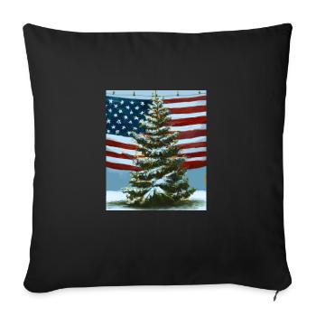 American Christmas Christmas Tree with US - Sofa pillowcase 17,3'' x 17,3'' (45 x 45 cm) - black - Front