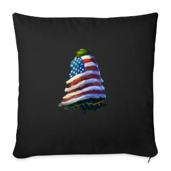 American Christmas Christmas Tree with US - Sofa pillowcase 17,3'' x 17,3'' (45 x 45 cm) - black - Front