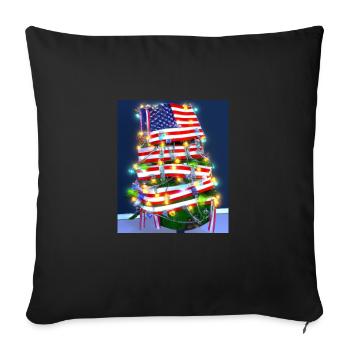 American Christmas Christmas Tree with US - Sofa pillowcase 17,3'' x 17,3'' (45 x 45 cm) - black - Front