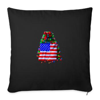 American Christmas Christmas Tree with US - Sofa pillowcase 17,3'' x 17,3'' (45 x 45 cm) - black - Front