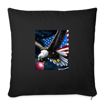 Aigle à queue blanche de Noël américain avec drapeau américain - Housse de coussin décorative 45 x 45 cm - noir - Devant
