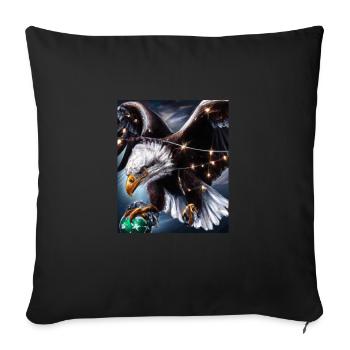 Pygargue à queue blanche de Noël américain avec - Housse de coussin décorative 45 x 45 cm - noir - Devant
