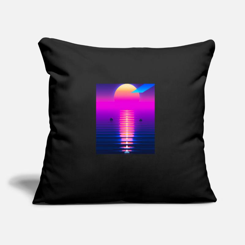Vaporwave Sun Synthwave Sunset Housse de coussin décorative 45 x 45 cm