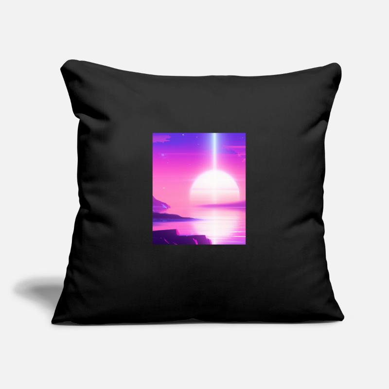 Vaporwave Sun Synthwave Sunset Housse de coussin décorative 45 x 45 cm