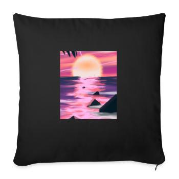 Vaporwave Sun Synthwave Sunset - Sofa pillowcase 17,3'' x 17,3'' (45 x 45 cm) - black - Front