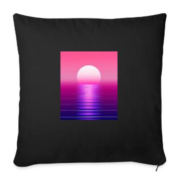 Vaporwave Sun Synthwave Sunset - Sofa pillowcase 17,3'' x 17,3'' (45 x 45 cm) - black - Front