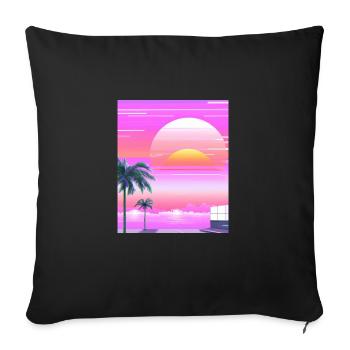 Vaporwave Sun Synthwave Sunset Palms - Sofa pillowcase 17,3'' x 17,3'' (45 x 45 cm) - black - Front