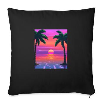 Vaporwave Sun Synthwave Sunset Palms - Sofa pillowcase 17,3'' x 17,3'' (45 x 45 cm) - black - Front
