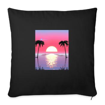 Vaporwave Sun Synthwave Sunset Palms - Sofa pillowcase 17,3'' x 17,3'' (45 x 45 cm) - black - Front