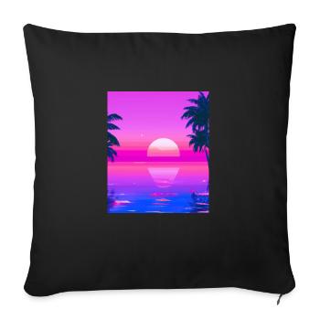 Vaporwave Sun Synthwave Sunset Palms - Sofa pillowcase 17,3'' x 17,3'' (45 x 45 cm) - black - Front