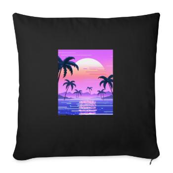 Vaporwave Sun Synthwave Sunset Palms - Sofa pillowcase 17,3'' x 17,3'' (45 x 45 cm) - black - Front
