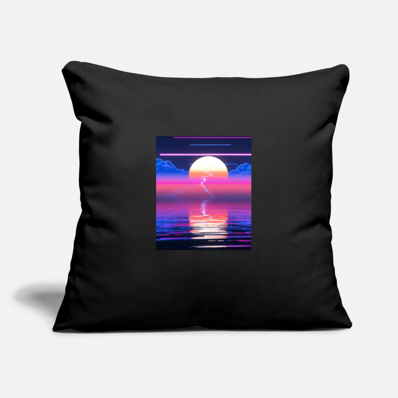 Vaporwave Sun Synthwave Sunset Housse de coussin décorative 45 x 45 cm