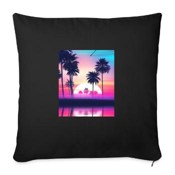 Vaporwave Sun Synthwave Sunset Palms - Sofa pillowcase 17,3'' x 17,3'' (45 x 45 cm) - black - Front