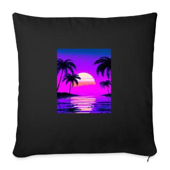 Vaporwave Sun Synthwave Sunset Palms - Sofa pillowcase 17,3'' x 17,3'' (45 x 45 cm) - black - Front