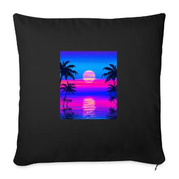 Vaporwave Sun Synthwave Sunset Palms - Sofa pillowcase 17,3'' x 17,3'' (45 x 45 cm) - black - Front
