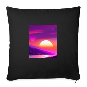 Vaporwave Sun Synthwave Sunset - Sofa pillowcase 17,3'' x 17,3'' (45 x 45 cm) - black - Front