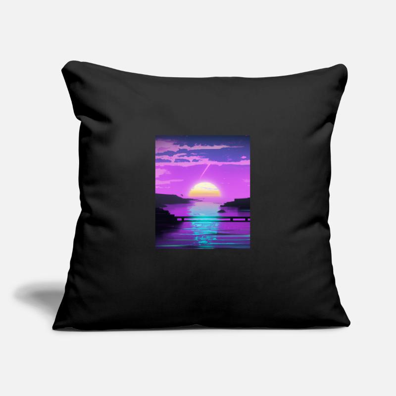 Vaporwave Sun Synthwave Sunset Housse de coussin décorative 45 x 45 cm