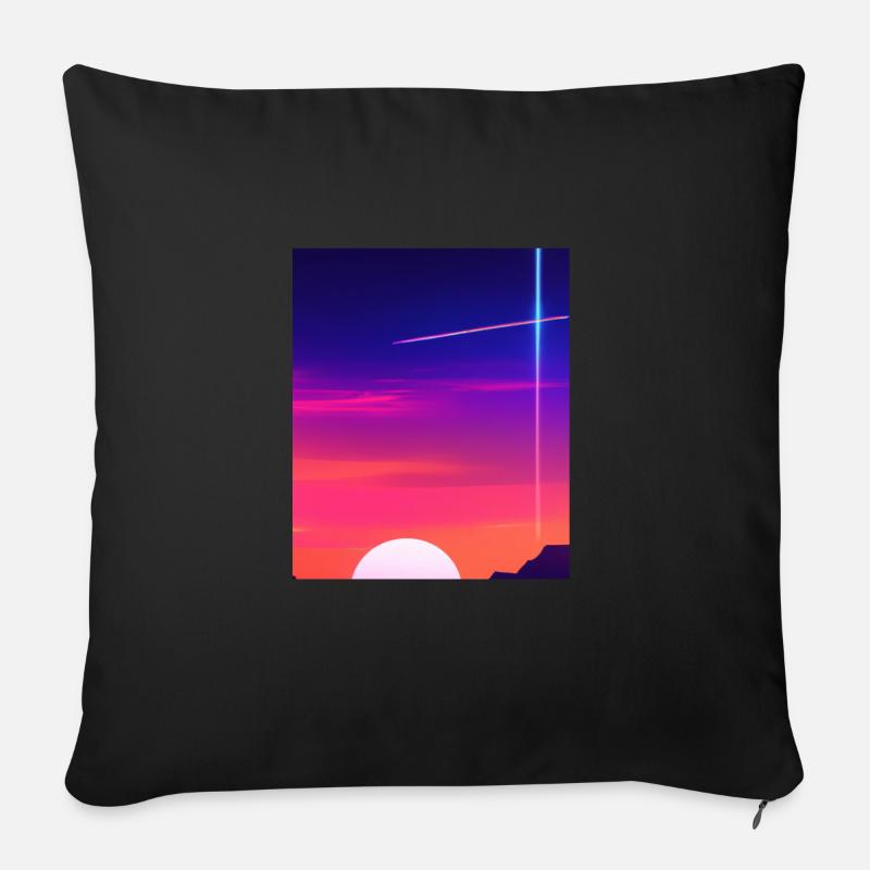 Vaporwave Sun Synthwave Sunset - Sofakissenbezug 45 x 45 cm - Schwarz