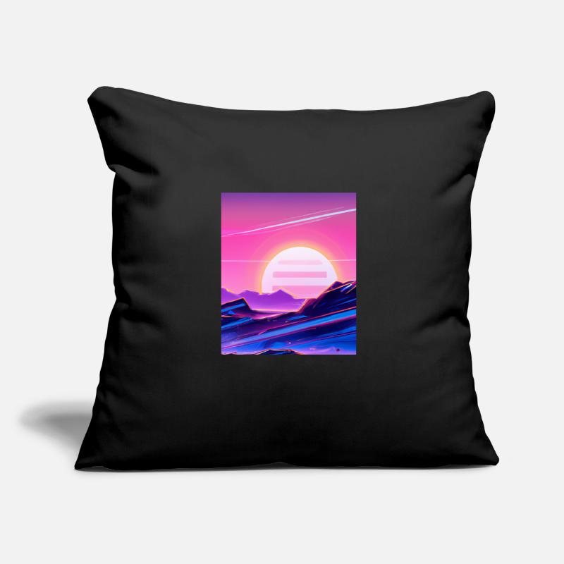 Vaporwave Sun Synthwave Sunset Housse de coussin décorative 45 x 45 cm