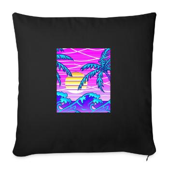 Synthwave Sun Hawaii Vaporwave Aesthetic - Sofa pillowcase 17,3'' x 17,3'' (45 x 45 cm) - black - Front