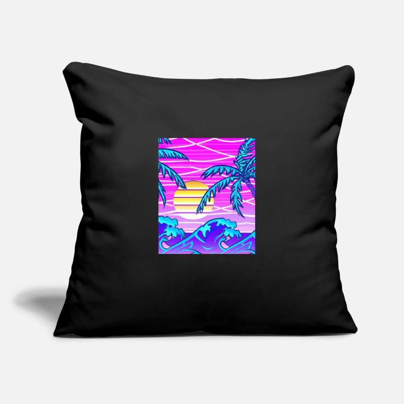 Synthwave Sun Hawaii Vaporwave Esthétique Housse de coussin décorative 45 x 45 cm
