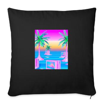 Synthwave Sun Hawaii Vaporwave Esthétique - Housse de coussin décorative 45 x 45 cm - noir - Devant