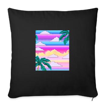 Synthwave Sun Hawaii Vaporwave Esthétique - Housse de coussin décorative 45 x 45 cm - noir - Devant