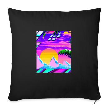 Synthwave Sun Hawaii Vaporwave Esthétique - Housse de coussin décorative 45 x 45 cm - noir - Devant