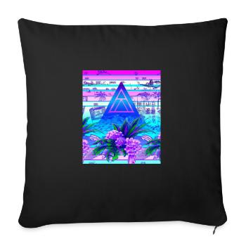 Synthwave Sun Hawaii Vaporwave Aesthetic - Sofa pillowcase 17,3'' x 17,3'' (45 x 45 cm) - black - Front