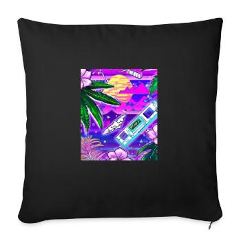 Synthwave Sun Hawaii Vaporwave Aesthetic - Sofa pillowcase 17,3'' x 17,3'' (45 x 45 cm) - black - Front