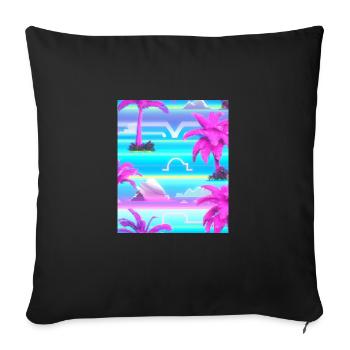 Synthwave Sun Hawaii Vaporwave Aesthetic - Sofa pillowcase 17,3'' x 17,3'' (45 x 45 cm) - black - Front