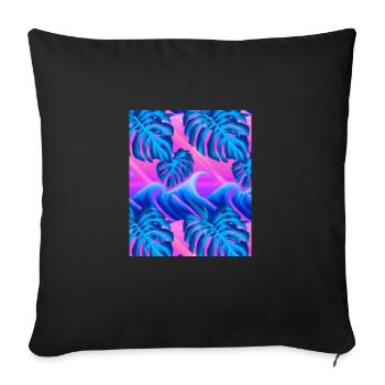 Synthwave Sun Hawaii Vaporwave Aesthetic - Sofa pillowcase 17,3'' x 17,3'' (45 x 45 cm) - black - Front