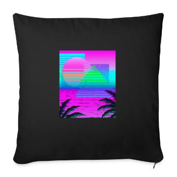 Synthwave Sun Hawaii Vaporwave Esthétique - Housse de coussin décorative 45 x 45 cm - noir - Devant