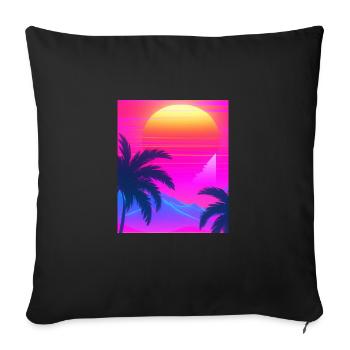 Synthwave Sun Hawaii Vaporwave Aesthetic - Sofa pillowcase 17,3'' x 17,3'' (45 x 45 cm) - black - Front