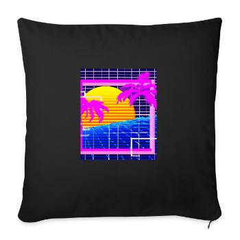 Synthwave Sun Hawaii Vaporwave Aesthetic - Sofa pillowcase 17,3'' x 17,3'' (45 x 45 cm) - black - Front
